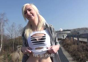 Playful blond-haired amateur golden-haired Lenny Elleny is ready to bare assets by the road. She flashes her private parts by the road and feels no shame. Lenny Elleny is a nice Czech girl!